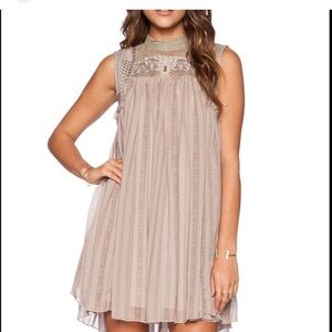 Free People Beige Lace Mini Dress